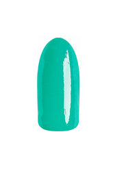 Swatch of Charming Charley, a bold turquoise gel polish for a fun and fresh look.